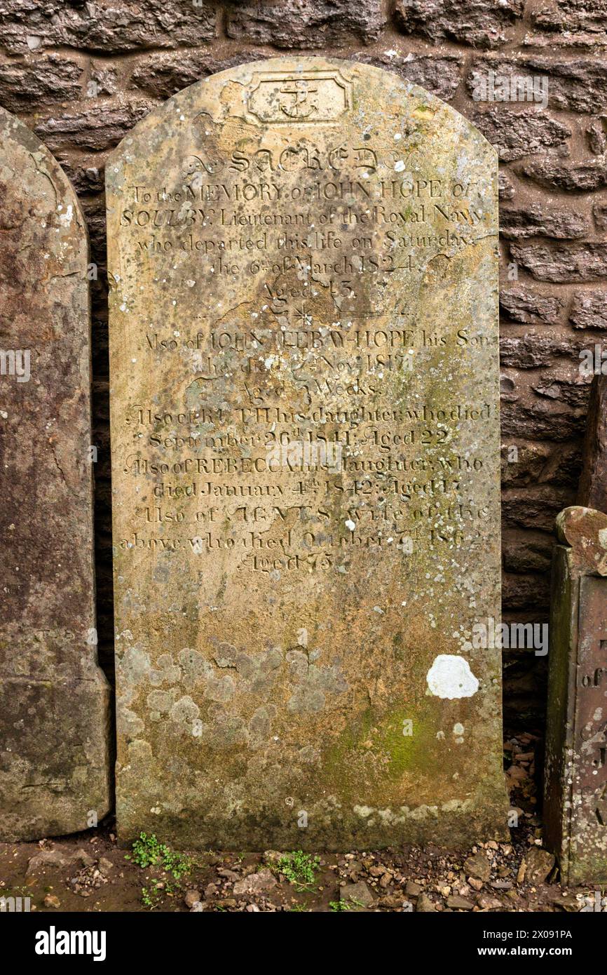 Georgian gravestone at St. Stephen's Church, Kirkby Stephen Stock Photo