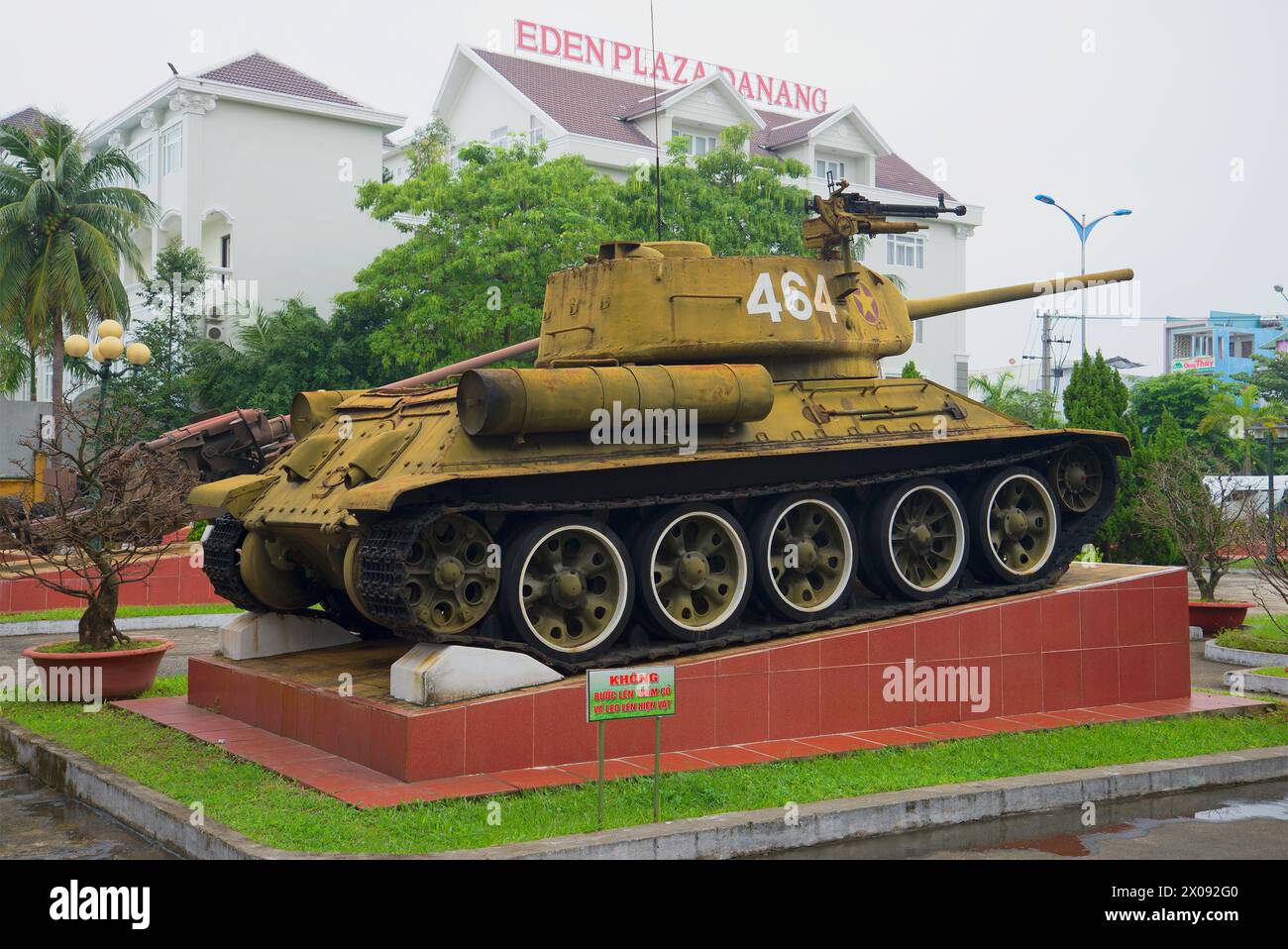 DANANG, VIETNAM - JANUARY 06, 2016: Soviet T-34-85 tank in the museum of the 5th militarized Zone Stock Photo