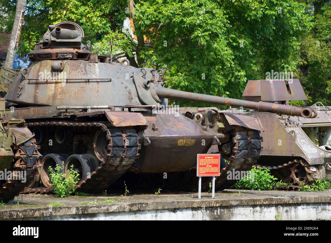 HUE, VIETNAM - JANUARY 08, 2016: American M48 'Patton III' medium tank on display at the Hue City Museum Stock Photo