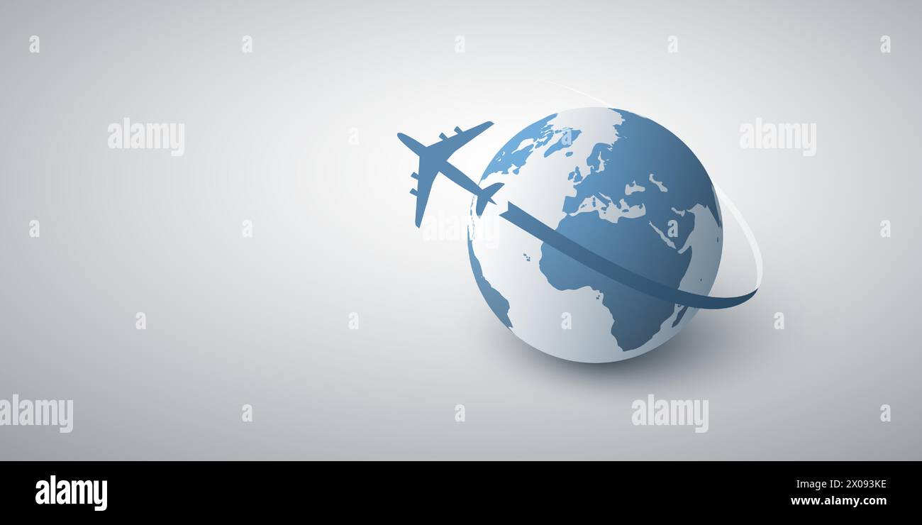 Traveling Around the World - Travel by Airplane - Globe Design Stock ...