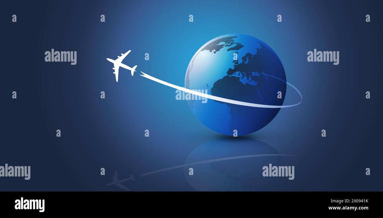 Traveling Around the World - Travel by Airplane - Globe Design Stock ...