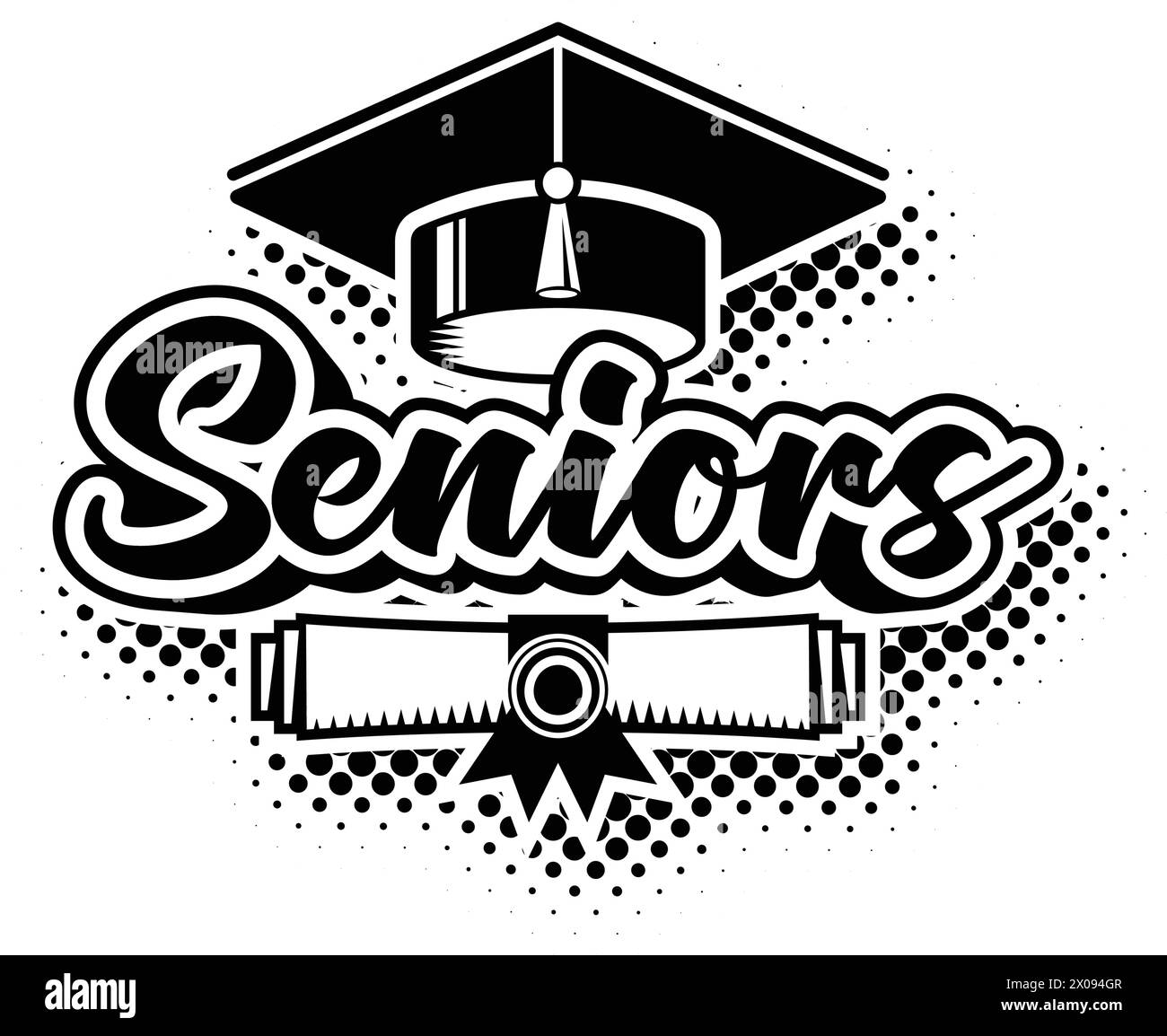 Lettering Seniors for graduate class greeting, invitation card. Text for graduation design, congratulation event, T-shirt, party, high school or colle Stock Vector