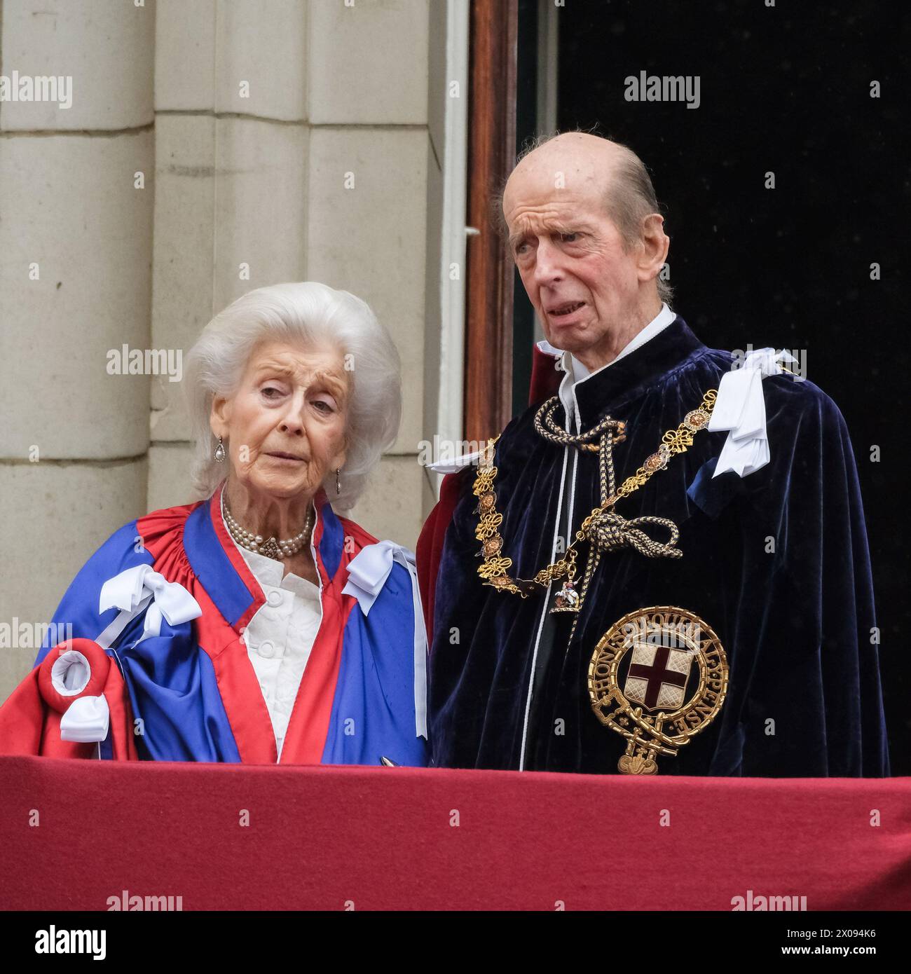 Prince Edward, Duke of Kent photographed on the palace balcony during