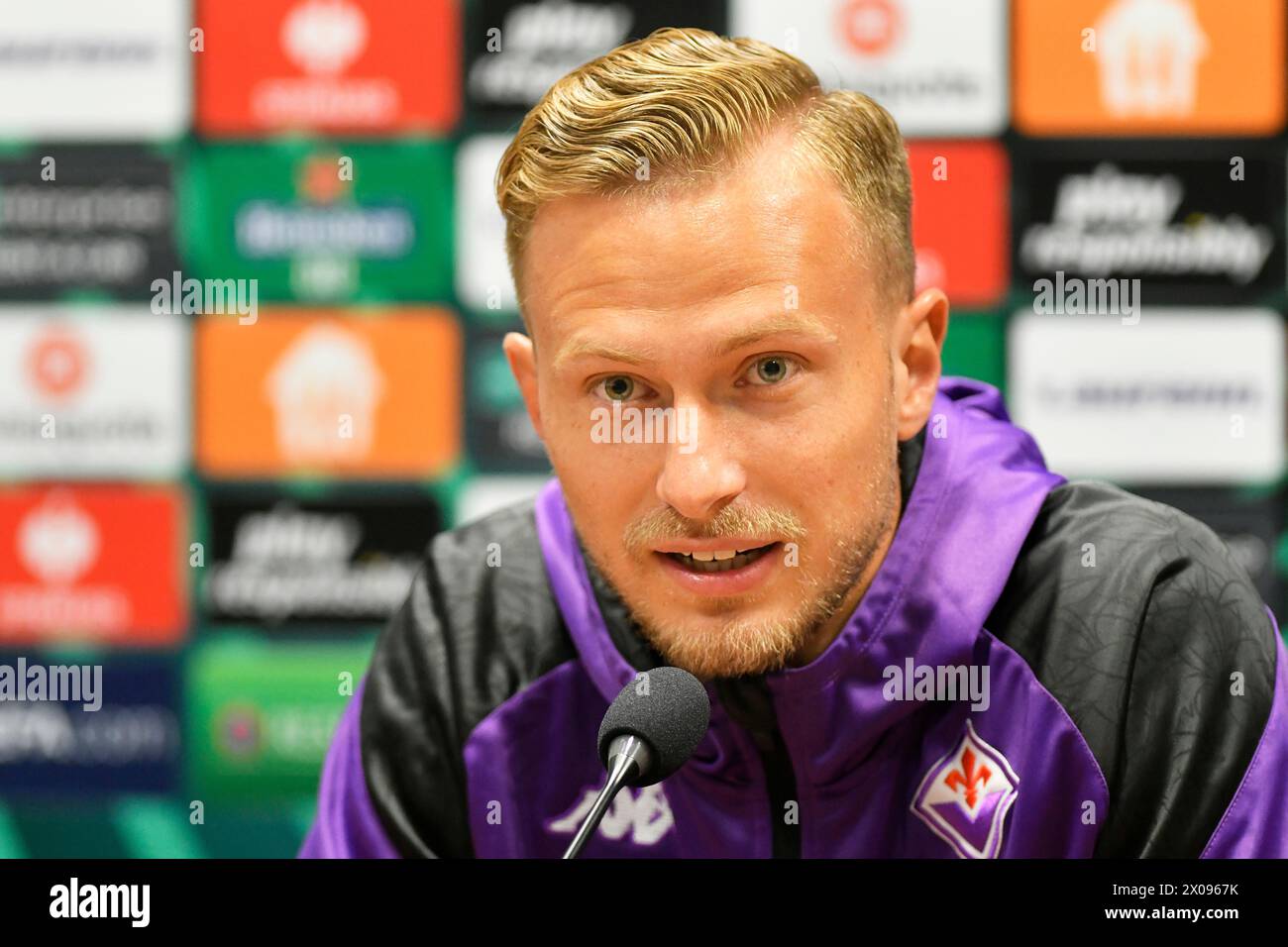 Pilsen, Czech Republic. 10th Apr, 2024. ACF Fiorentina player Antonin