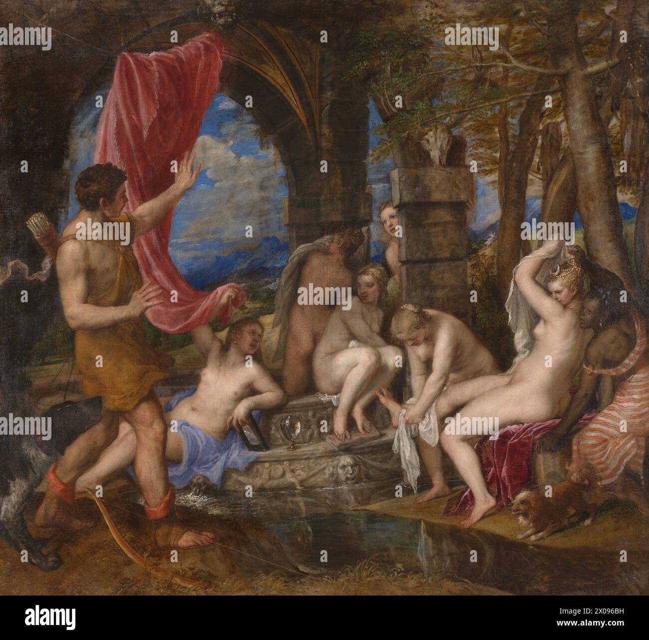 Diana and Actaeon, 1556–1559, owned jointly by London's National Gallery and the National Gallery of Scotland, Edinburgh Titian Stock Photo