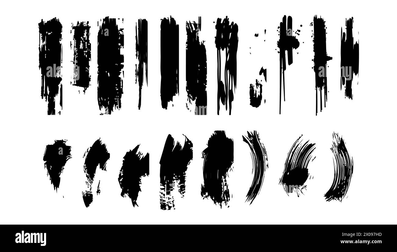 Grunge black brush strokes vector set illustration. Art paintbrush art ...