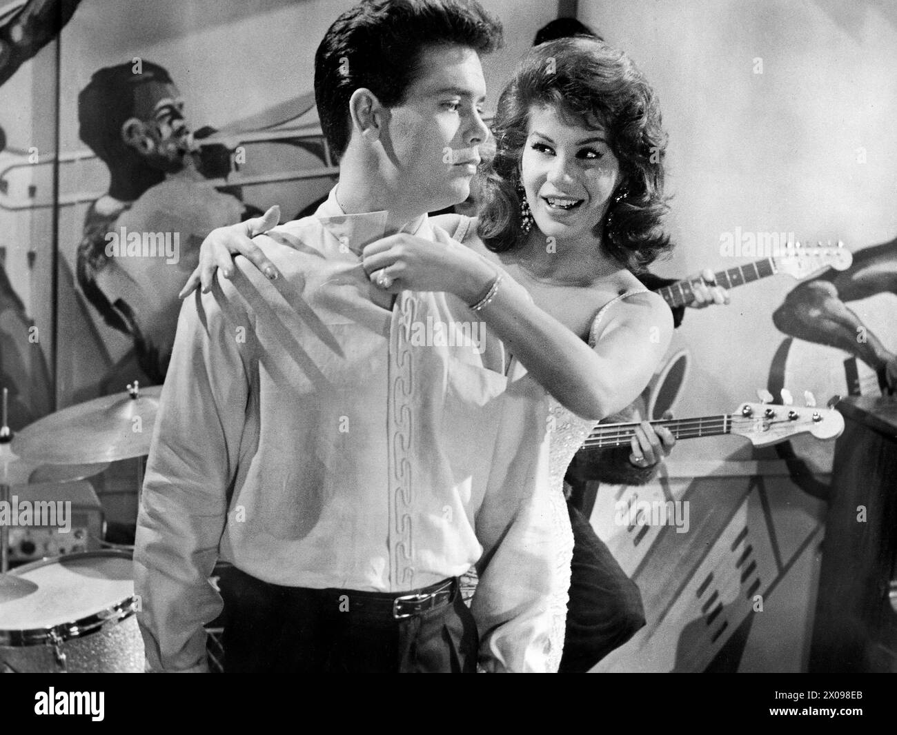Cliff Richard, Sonya Cordeau, on-set of the British film, "The Young