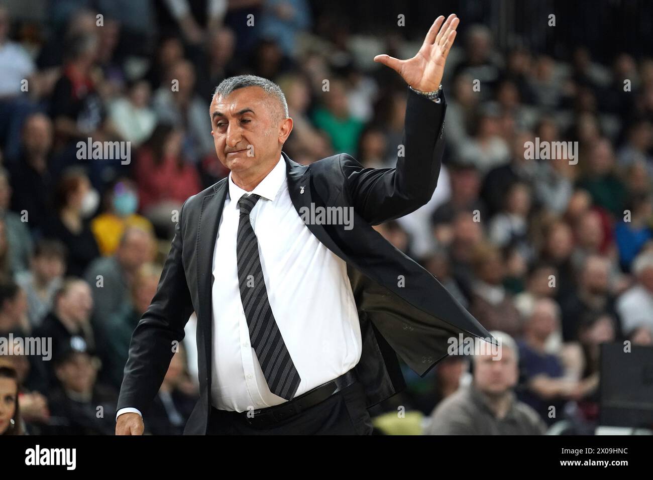 Besiktas coach Aziz Akkaya during the EuroCup Women's Final second leg ...