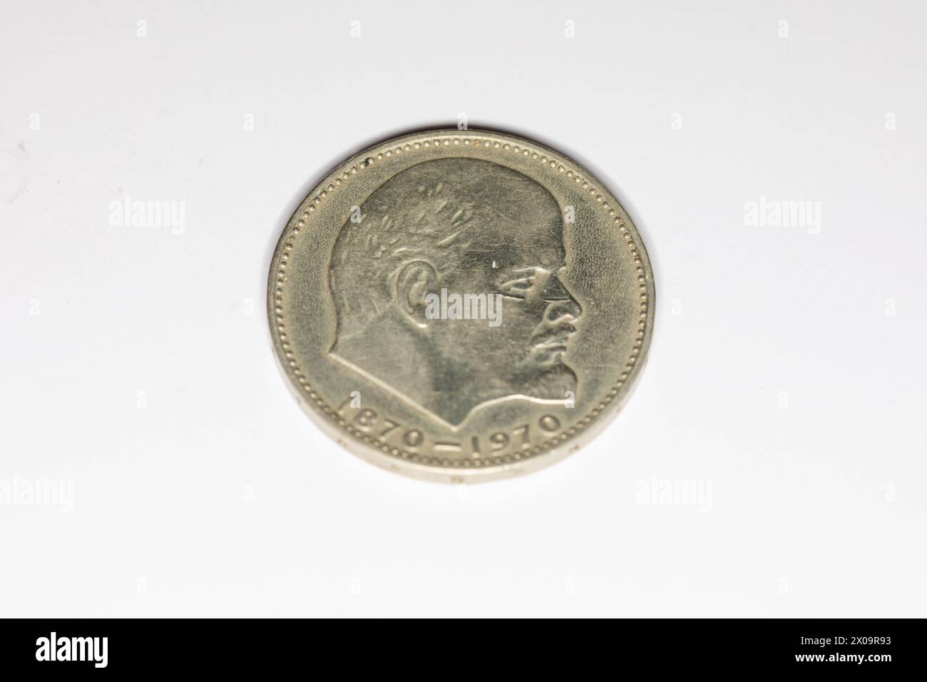 Russian Lenin 100th Anniversary commemorative coin. Stock Photo