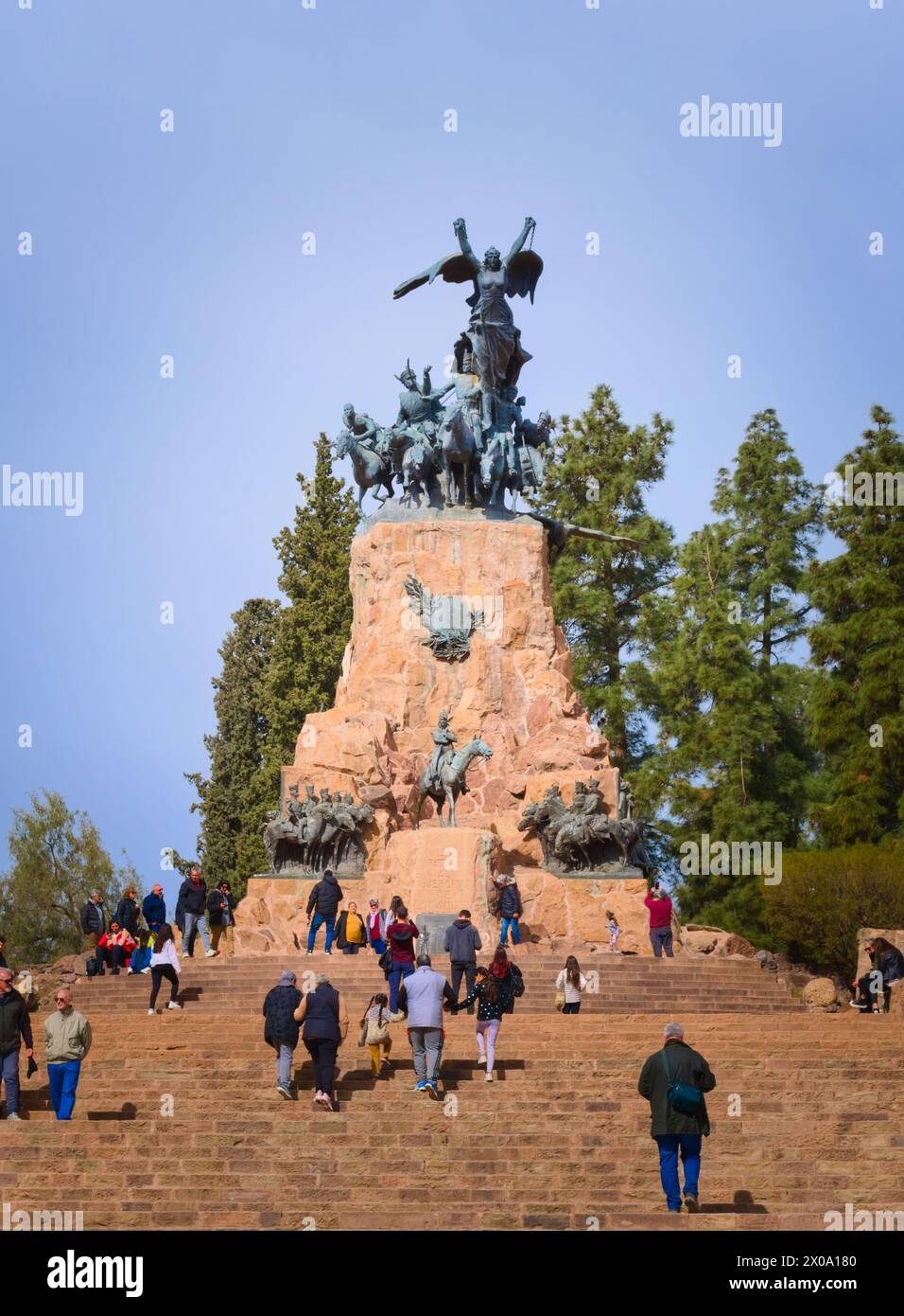 Monument to independence atop the Cerro de La Gloria, in Mendoza, Argentina. Stock Photo