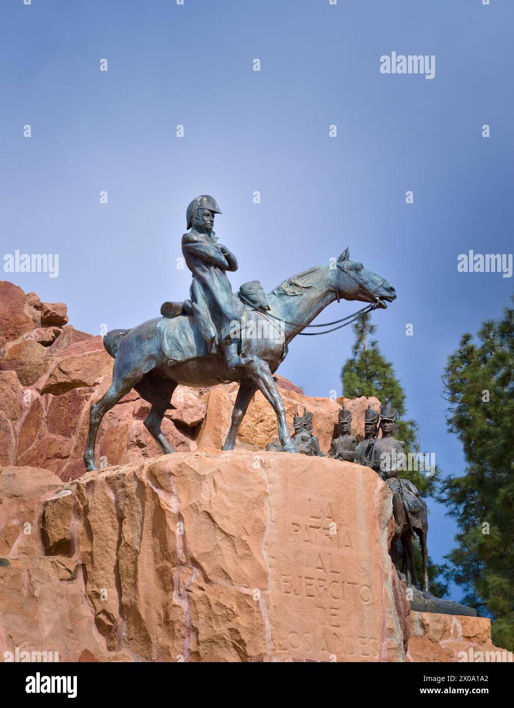 Monument to General José de San Martín atop the Cerro de La Gloria, in Mendoza, Argentina. Stock Photo