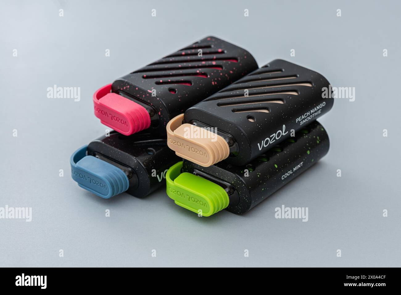 ISTANBUL, TURKEY - APRIL 9, 2024: Vozol electronic smoking. Vozol  Containing pre-filled e-liquid with 5% nicotine strength, vozol is one of  the dispos Stock Photo