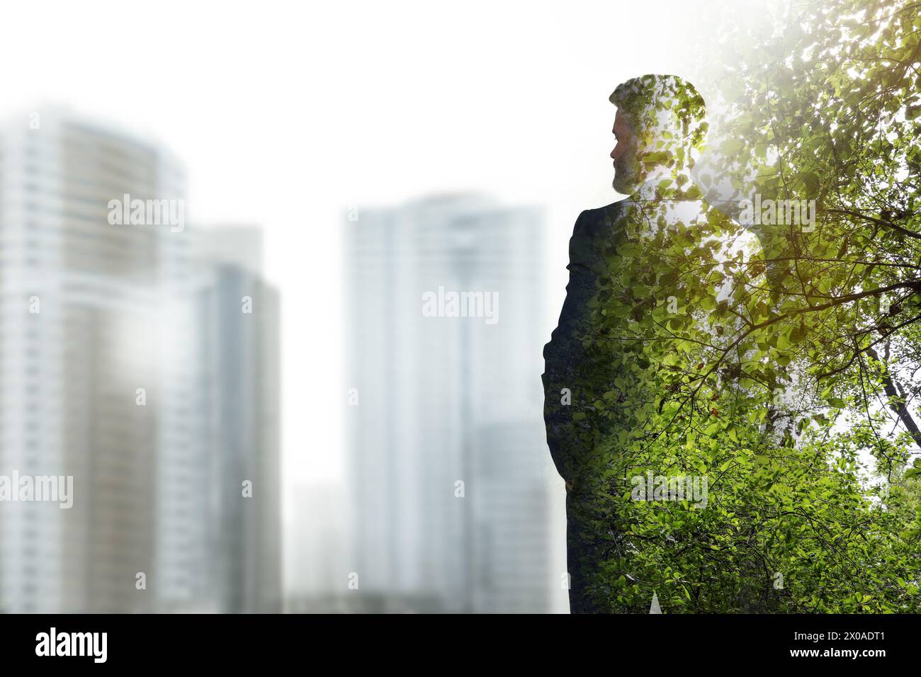 Double exposure silhouette man energy hi-res stock photography and ...