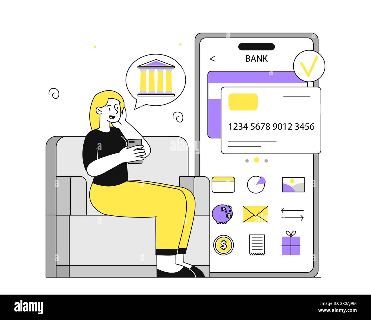 Online banking woman vector simple Stock Vector Image & Art - Alamy