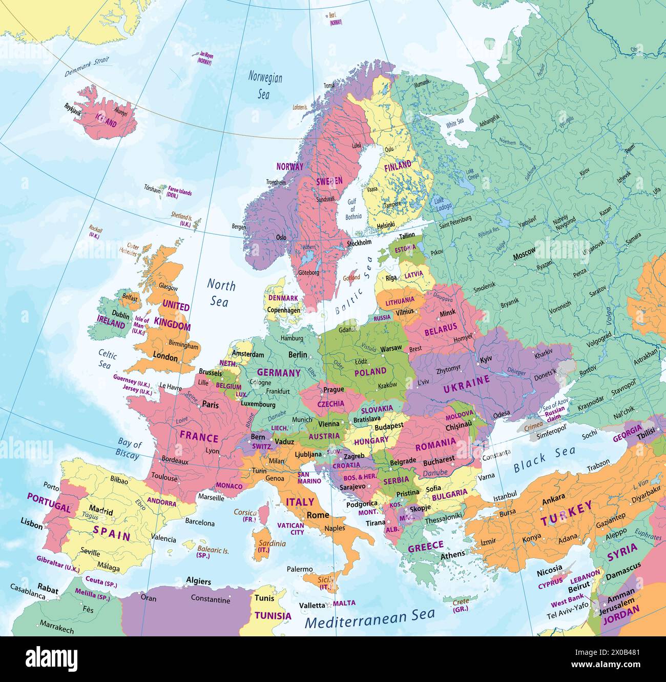 Simple political map of europe stock vector image art alamy
