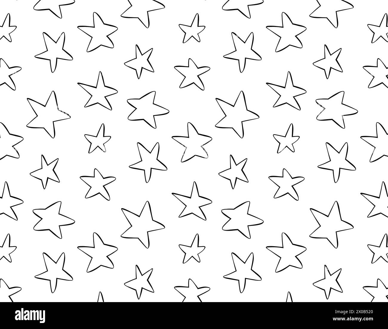 Seamless abstract pattern with black hand drawn shabby stars on white ...