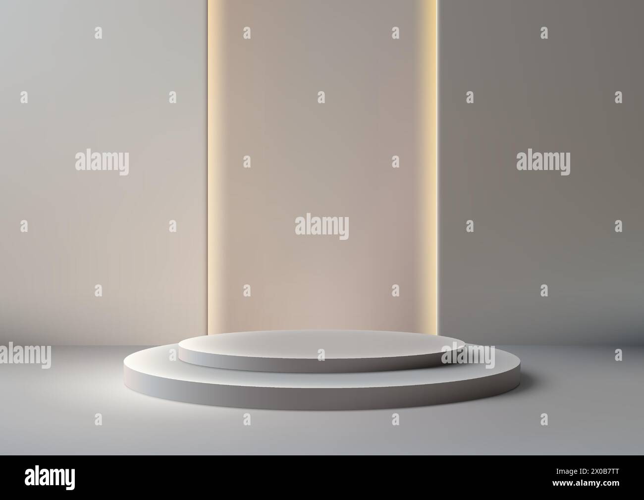 3D white podium with a spotlight behind it on gray background, Product ...