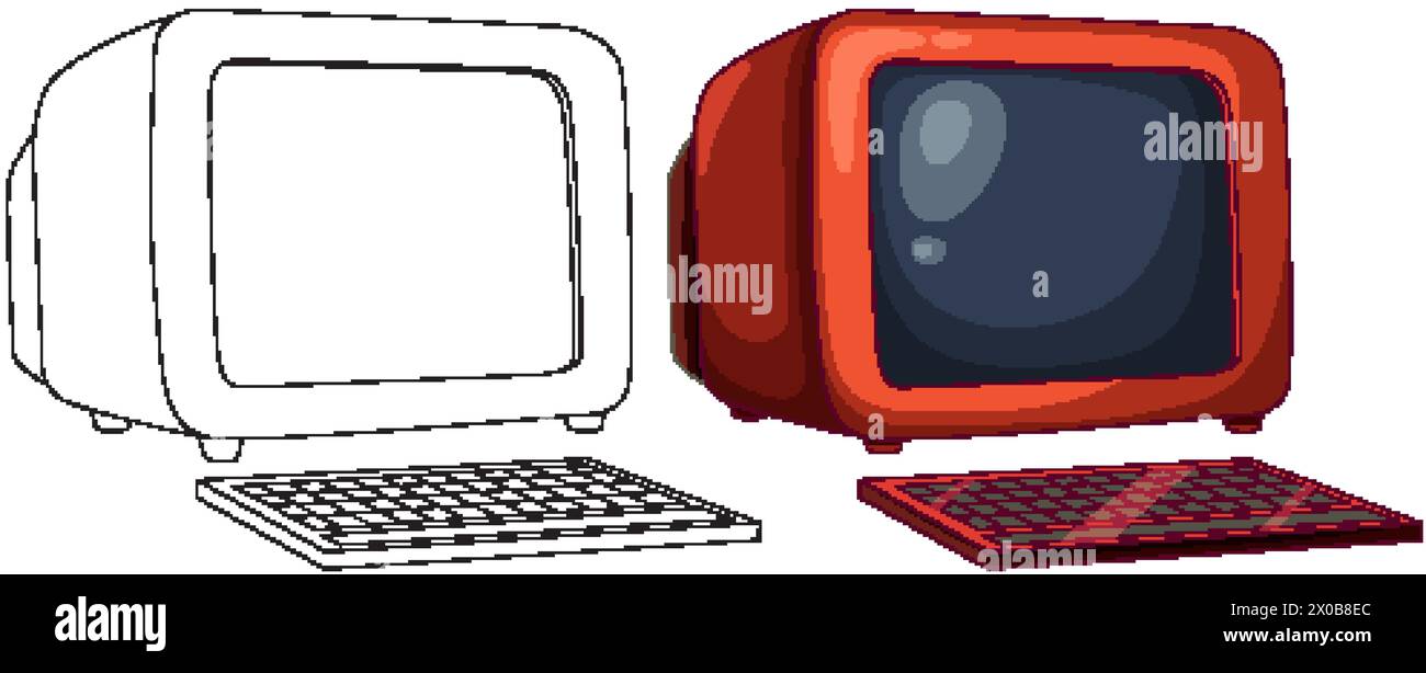 Vector art of vintage and contemporary computers Stock Vector
