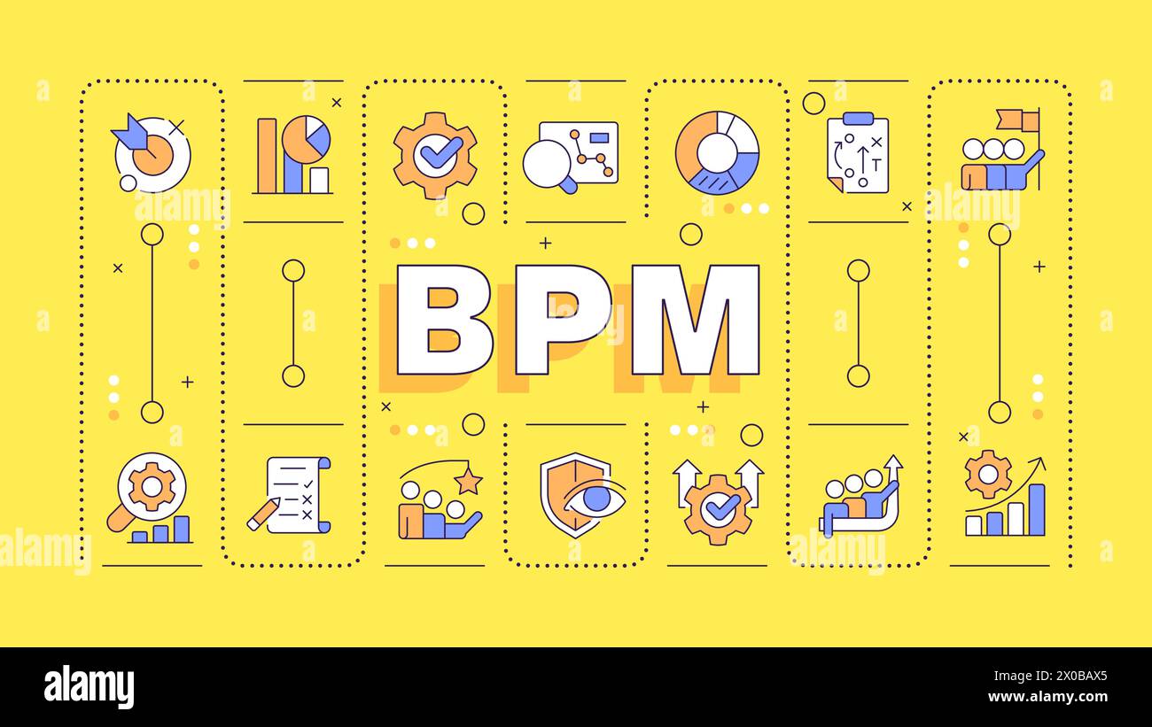 BPM yellow word concept Stock Vector