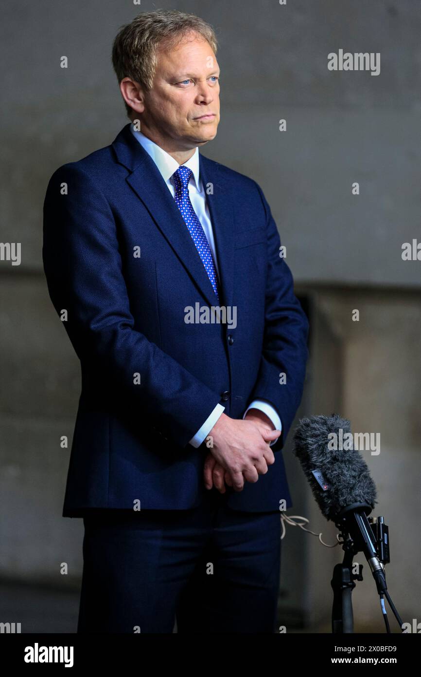 Grant Shapps, MP, Conservative Party politician, Defence Secretary, listening quietly during an interview,, London, UK Stock Photo