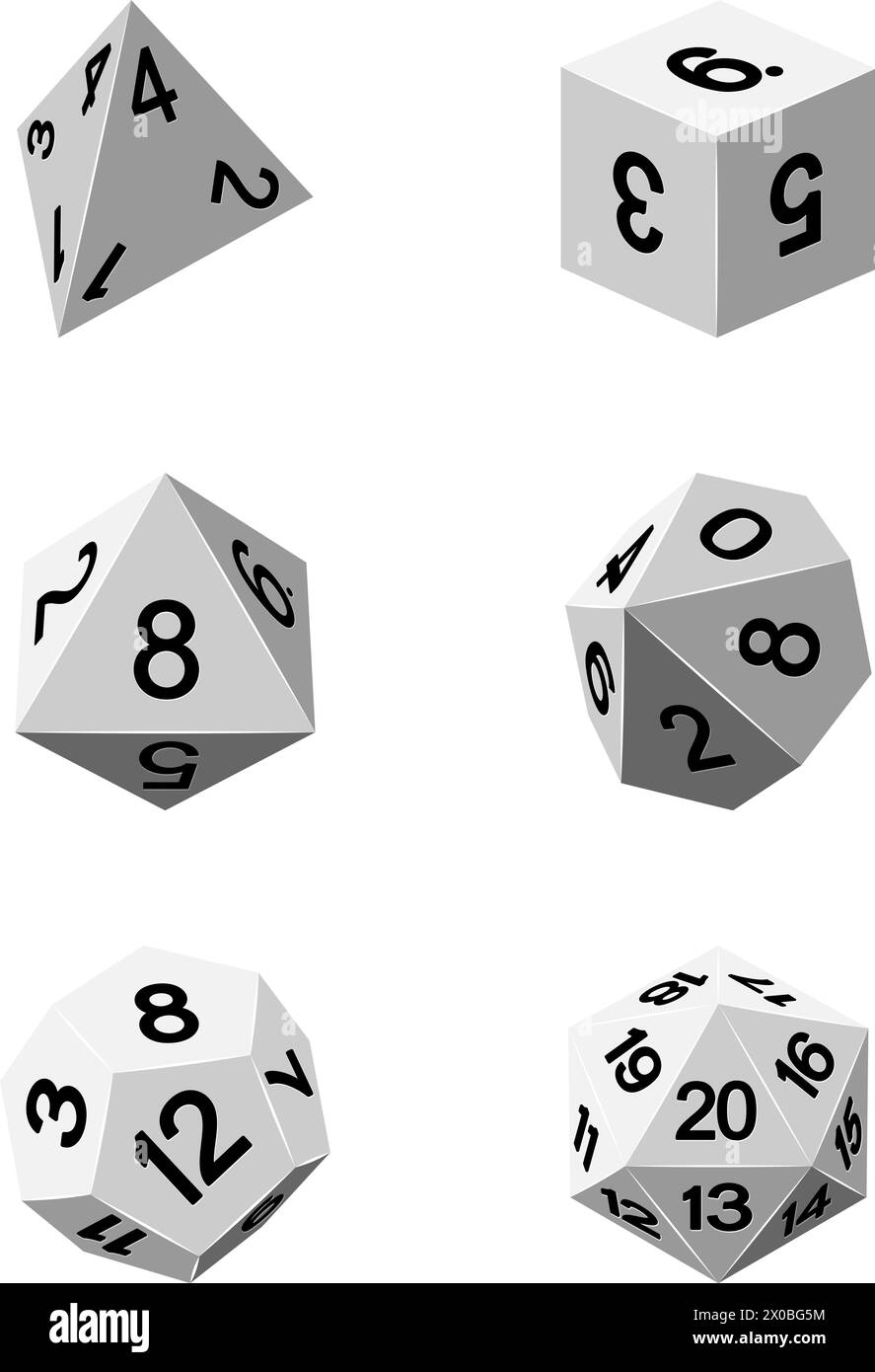 Game Dice Illustration Roleplaying Board Game Set Stock Vector