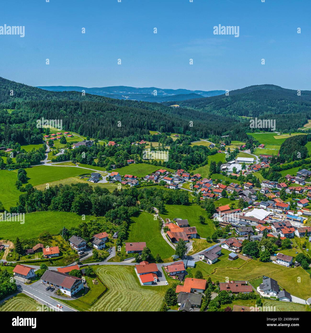 View of Bodenmais on the Großer Arber in the Bavarian Forest Stock Photo