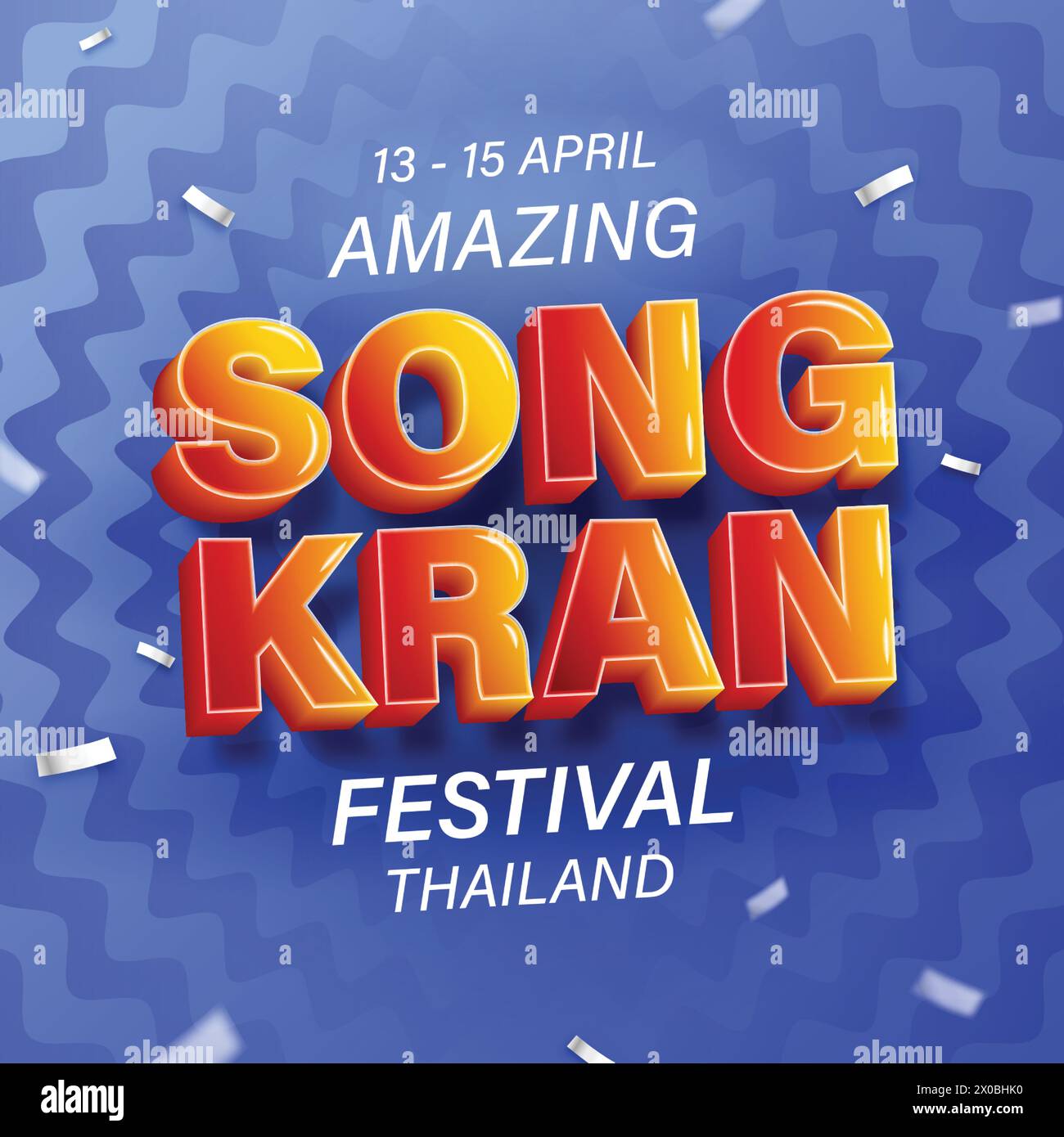 Amazing Songkran festival Thailand poster design in blue water wavy background, vector illustration Stock Vector