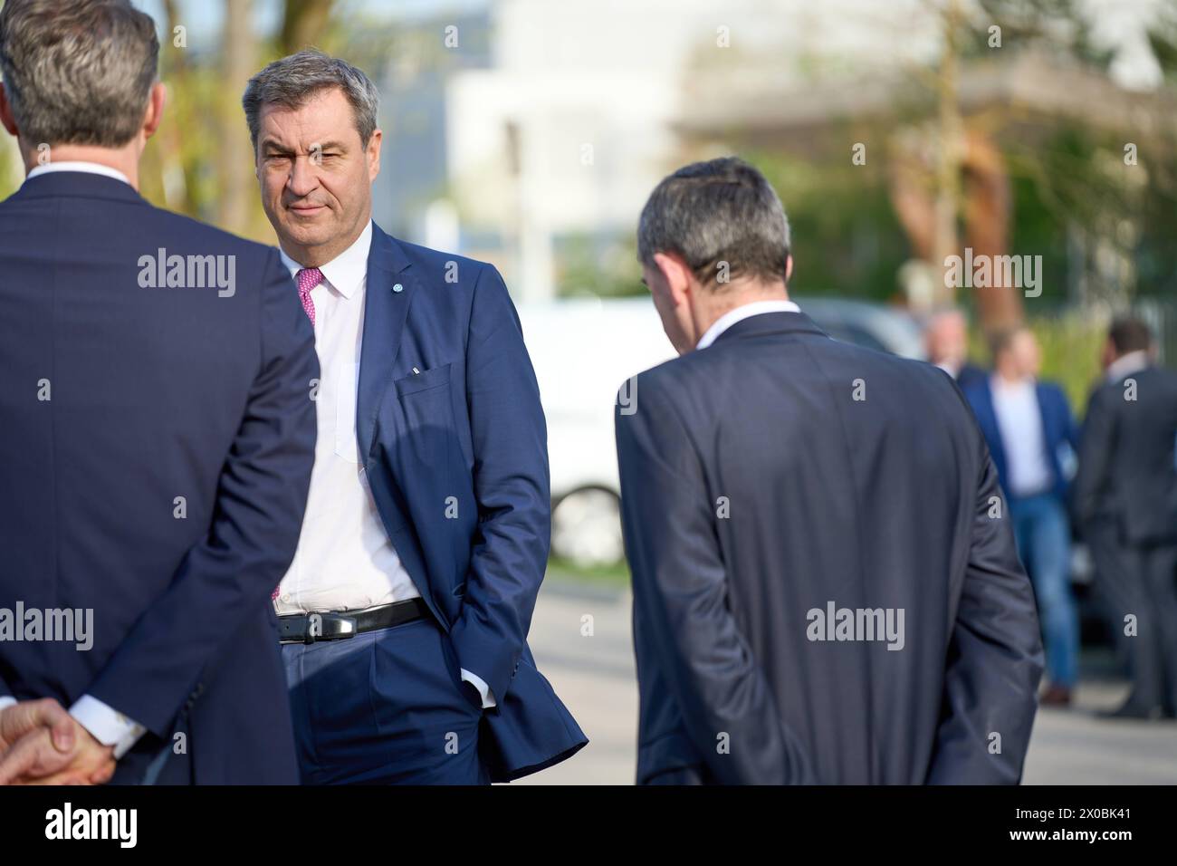Garching, Bavaria, Germany - 11 April 2024: Minister President of the Free State of Bavaria Dr. Markus Söder visits the Max Planck Institute for Plasma Physics IPP in Garching *** Ministerpräsident vom Freistaat Bayern Dr. Markus Söder zu Besuch beim Max-Planck-Institut für Plasmaphysik IPP in Garching Stock Photo