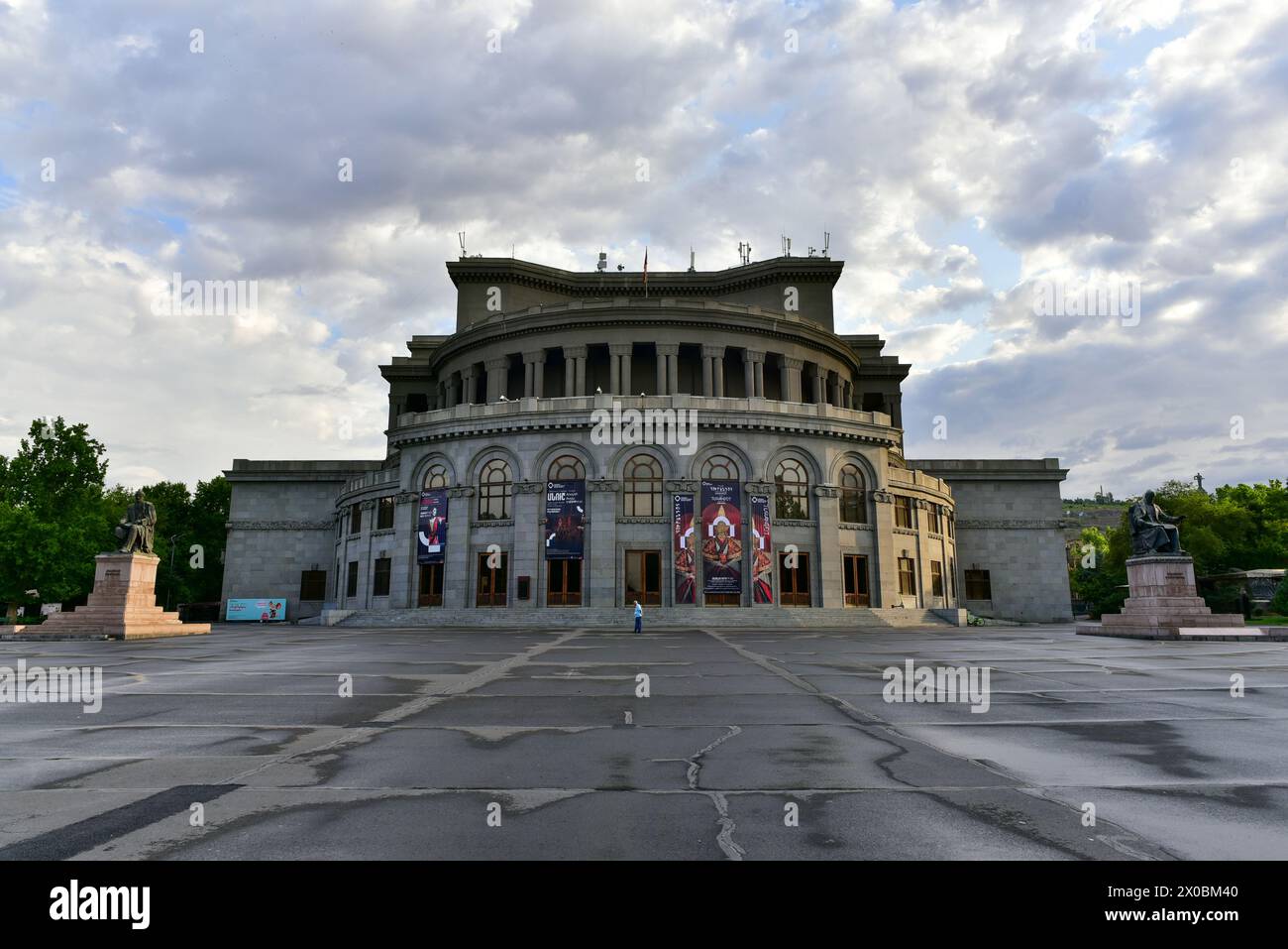 Rear facade of the Armenian National Opera and Ballet Theatre at dawn