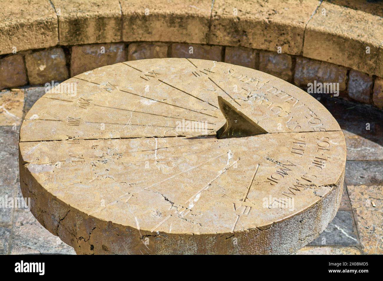 This stone sundial, located in the historic city of Tarragona, displays