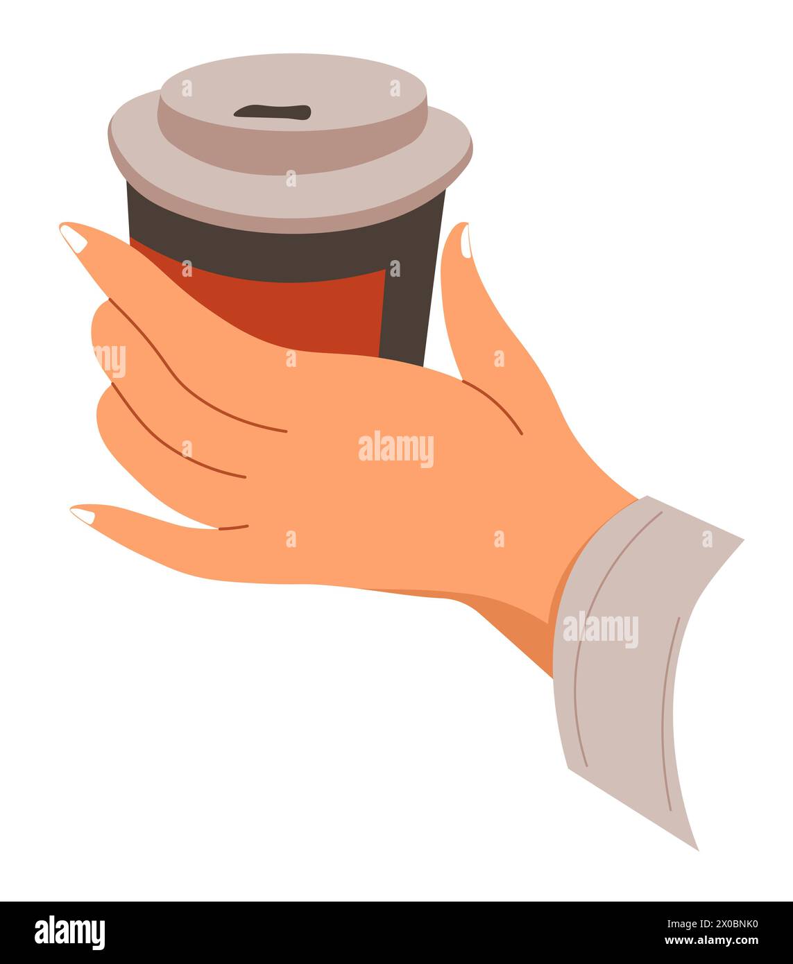 Holding plastic or paper cup with poured coffee Stock Vector