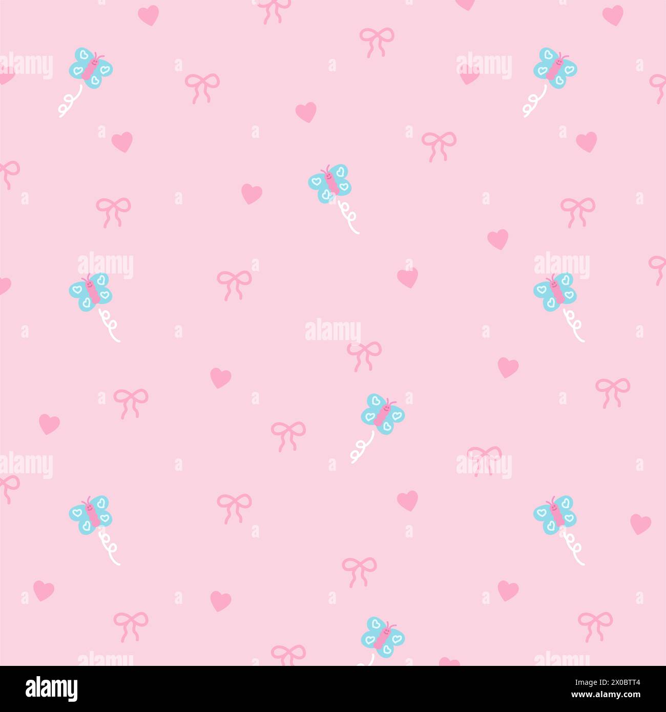 Illustration Of Butterfly Ribbon Heart On A Pastel Pink Background illustration-of-butterfly-ribbon-heart-on-a-pastel-pink-background