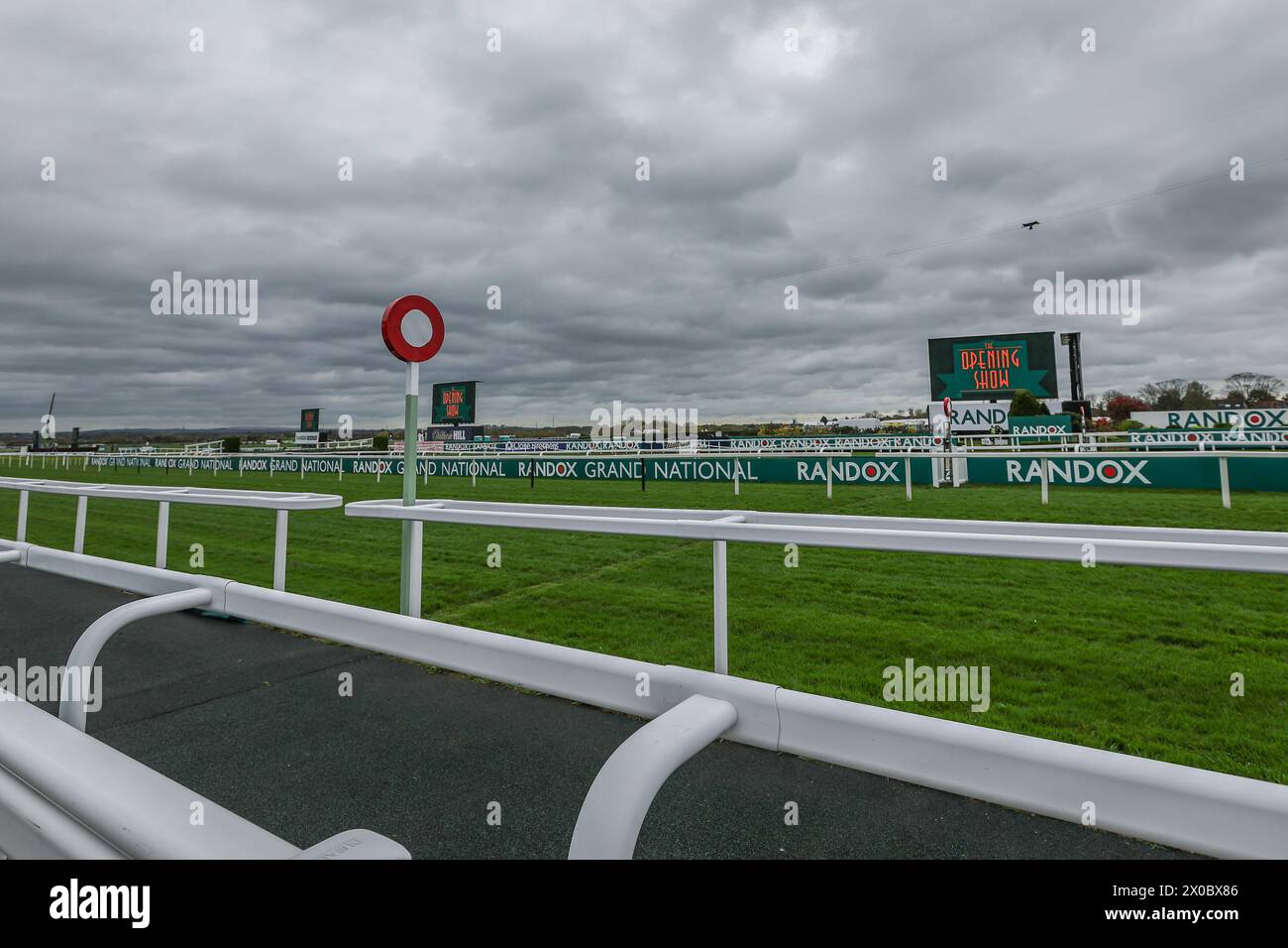 The finish line at the Randox Grand National 2024 Opening Day at