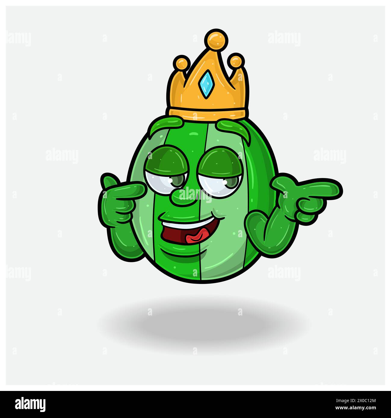 Smug expression with Watermelon Fruit Crown Mascot Character Cartoon. Vector Illustrations Stock Vector