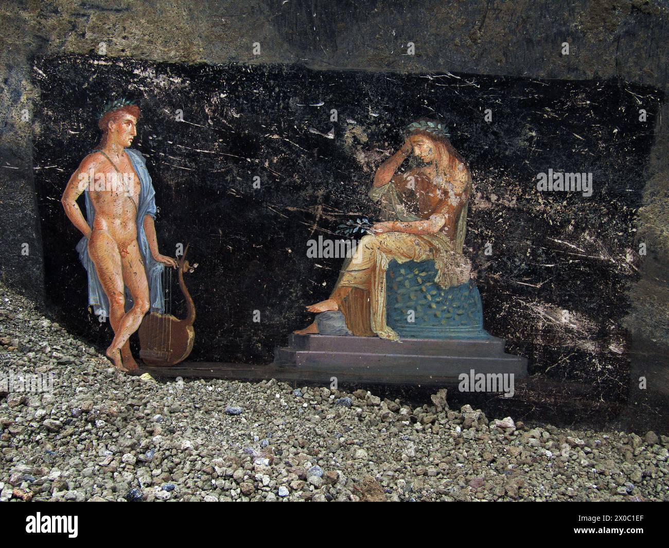 Fresco representing Apollo and Cassandra on a wall of a spectacular ...