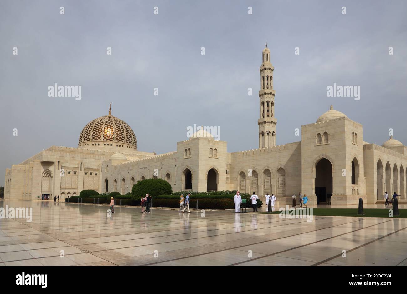 Sultan Qaboos Grand Mosque Exterior Muscat Oman Stock Photo
