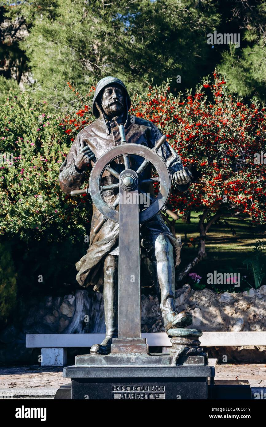 Monaco, Monaco - 20 January 2024: Statue of Prince of Monaco Albert 1