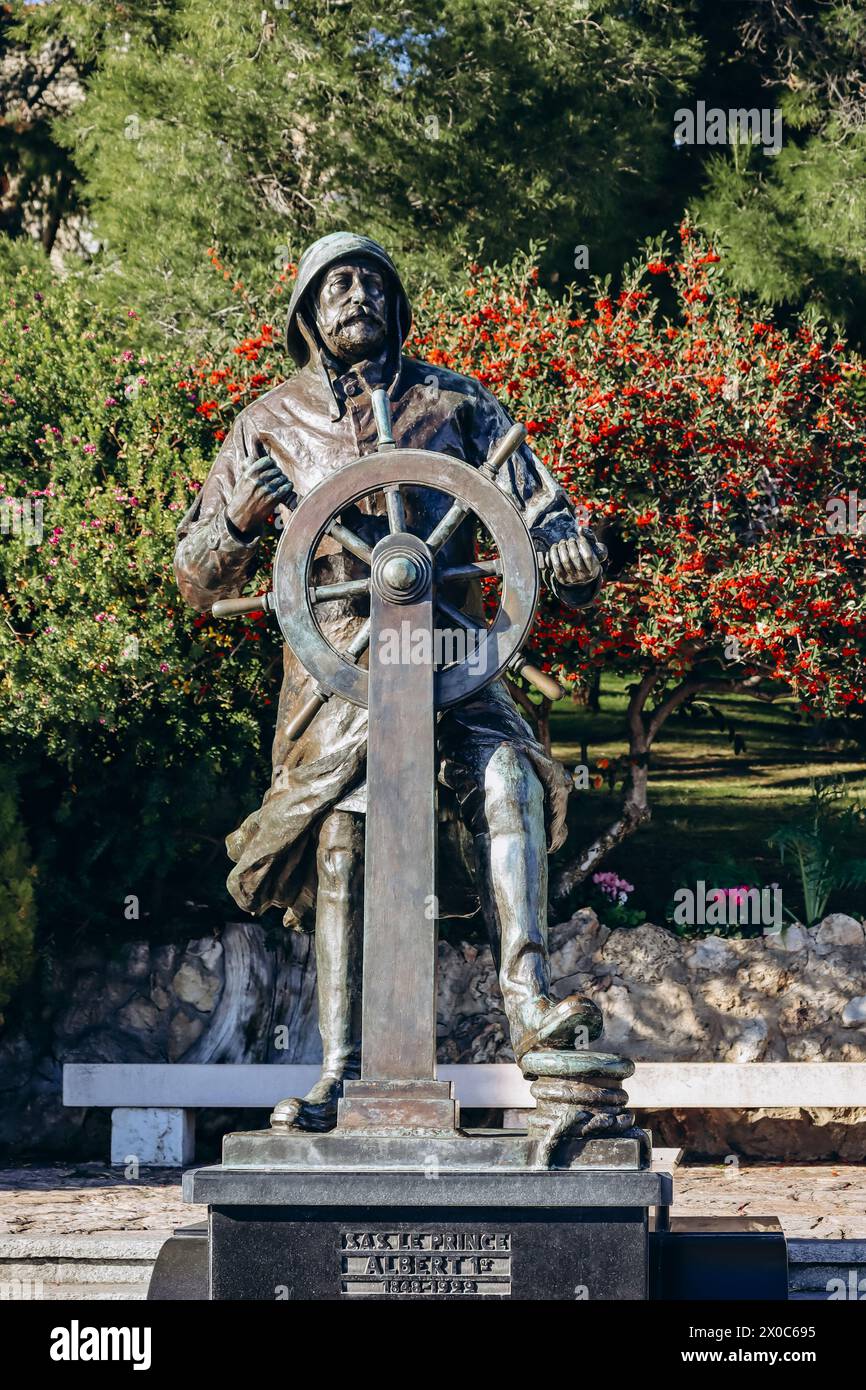 Monaco, Monaco - 20 January 2024: Statue of Prince of Monaco Albert 1