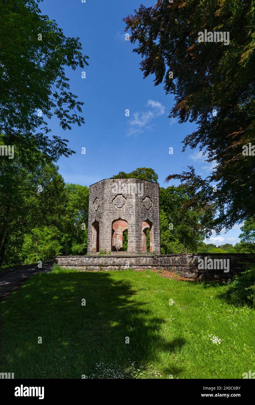 The Octagonal Gazebo, folly in the Belvedere demesne in County Westmeath, Ireland Stock Photo