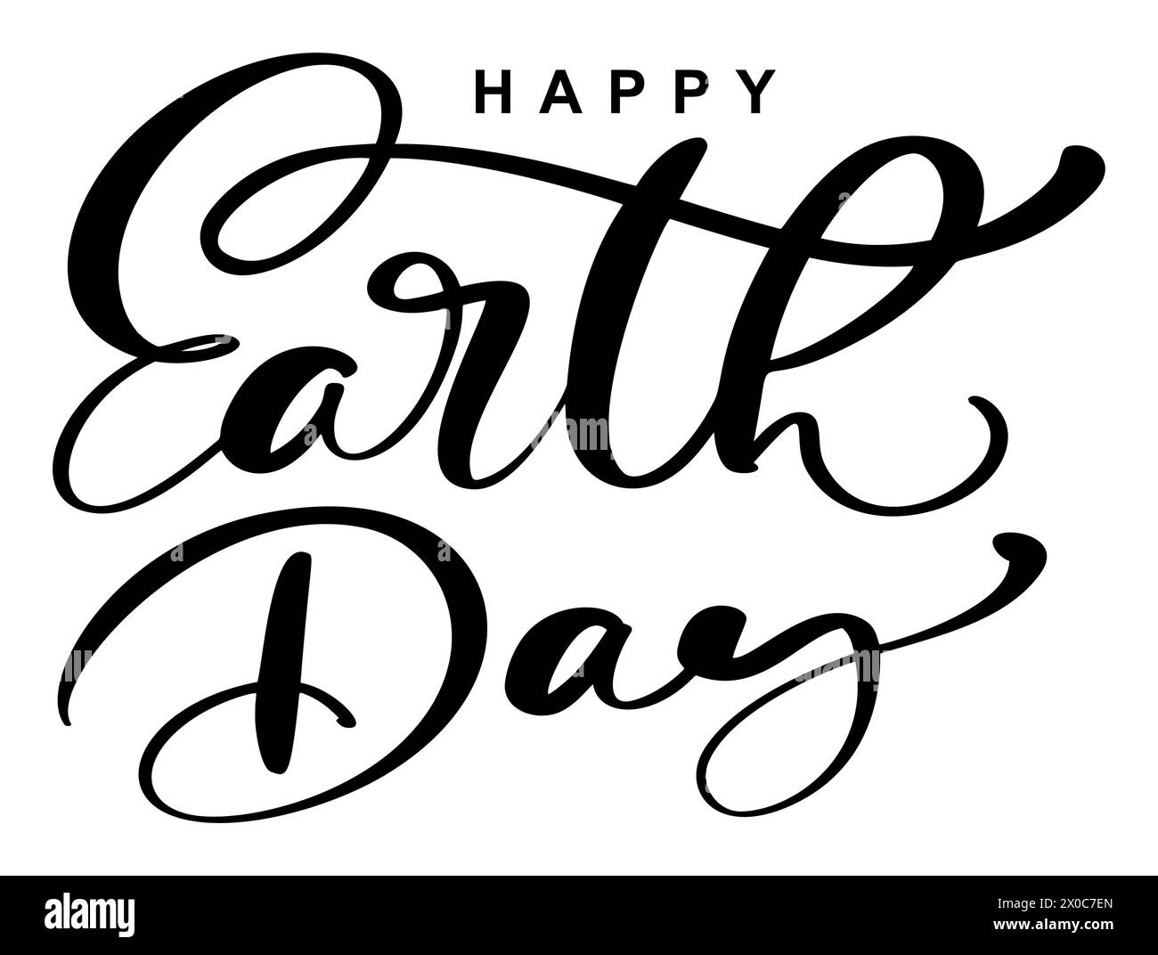 Handwritten lettering text Happy Earth Day logo. Typography calligraphic design for greeting cards and poster template celebration. Vector Stock Vector