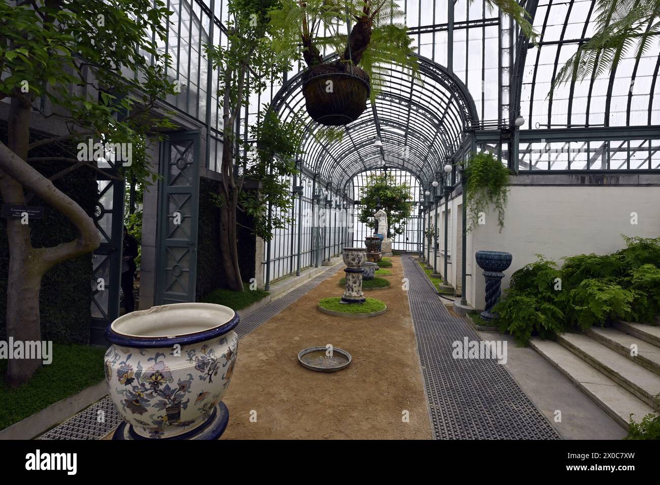 Brussels, Belgium. 11th Apr, 2024. The greenhouses of the Royal castle in Laken/Laeken, Brussels welcome the press for a visit on Thursday 11 April 2024, before the opening to the public. The greenhouses can be visited from April 26th to May 20th. BELGA PHOTO ERIC LALMAND Credit: Belga News Agency/Alamy Live News Stock Photo