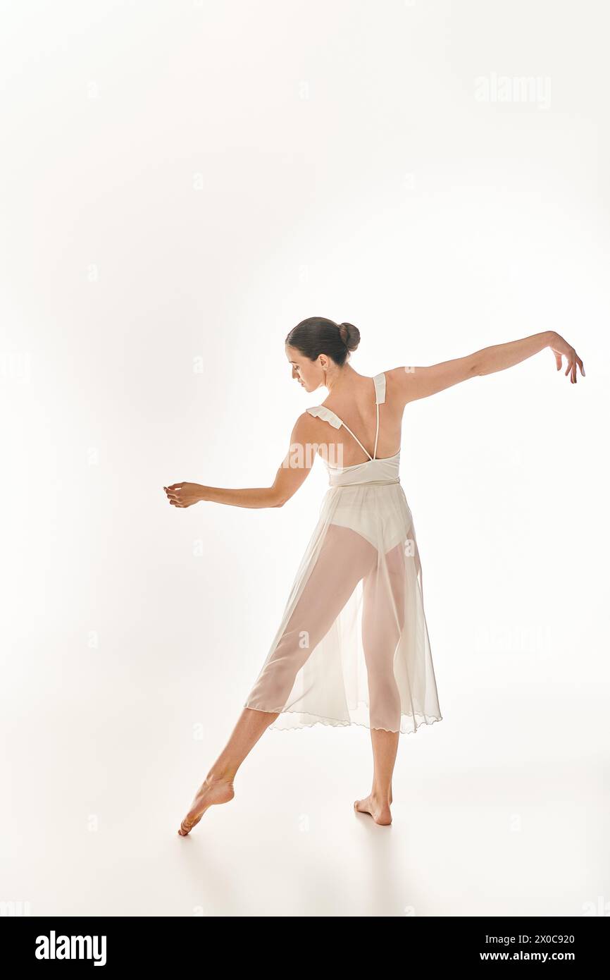 flowy white dress for dance White Long Satin V-Neck Dress by Cinderella Divine 7469W main image 0