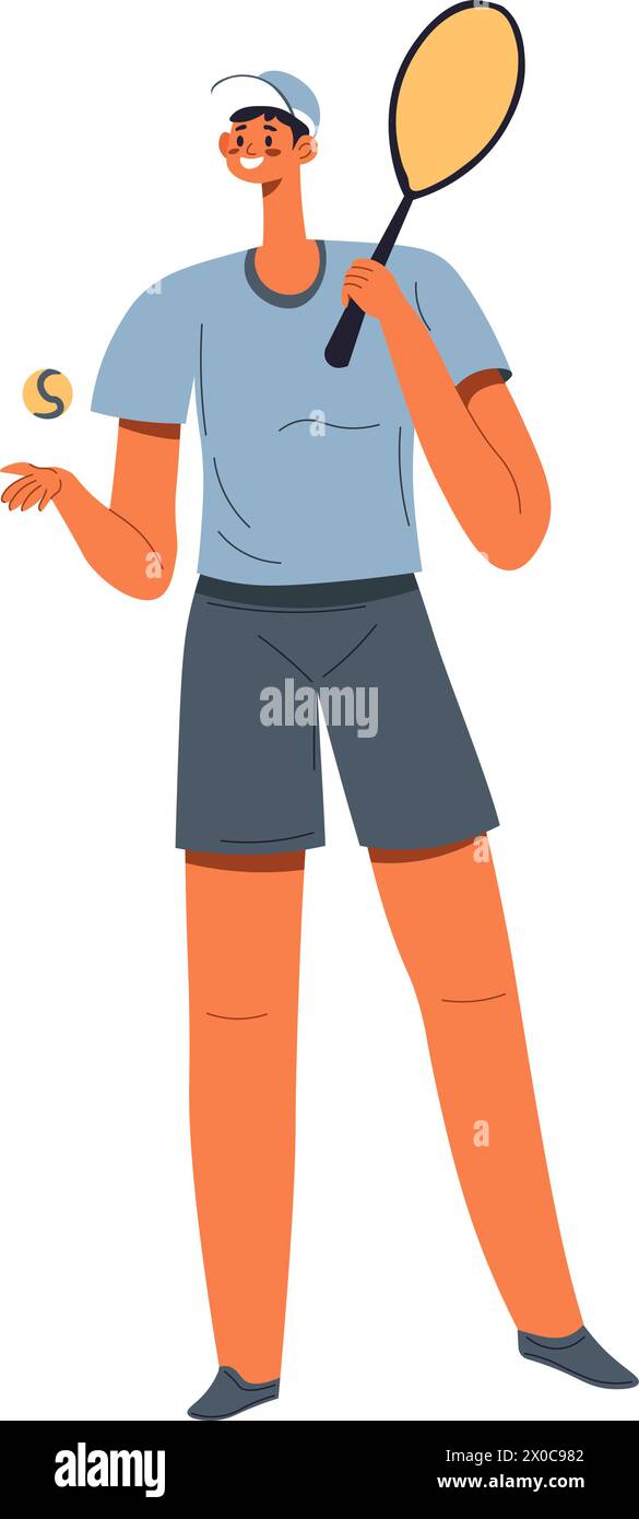 Tennis player with rocket and ball practicing Stock Vector Image & Art ...