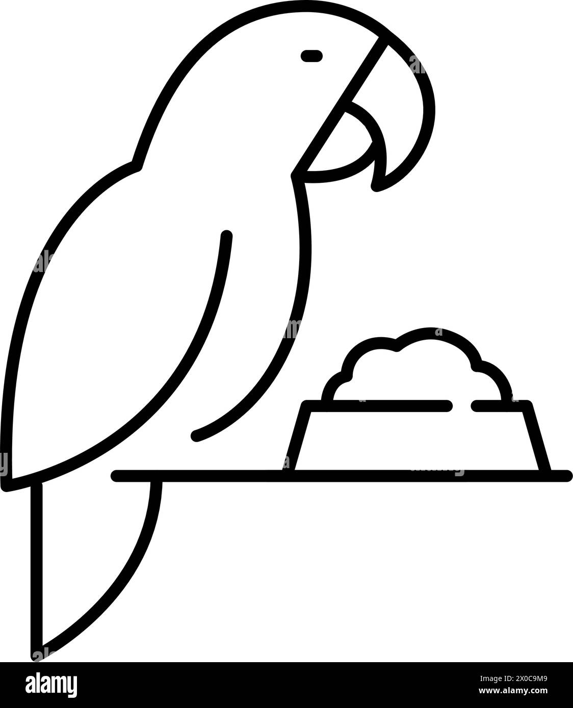 Parrot eating food. Pet care. Pixel perfect vector icon Stock Vector