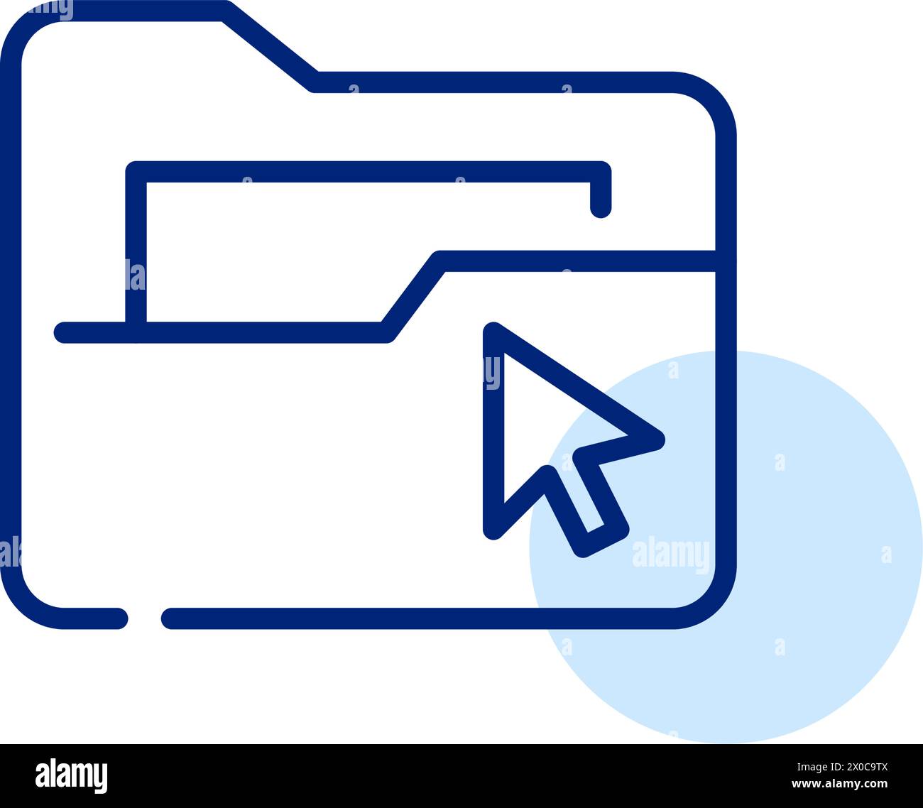 File folder and mouse click. Digital files access, management and interaction. Pixel perfect, editable stroke icon Stock Vector