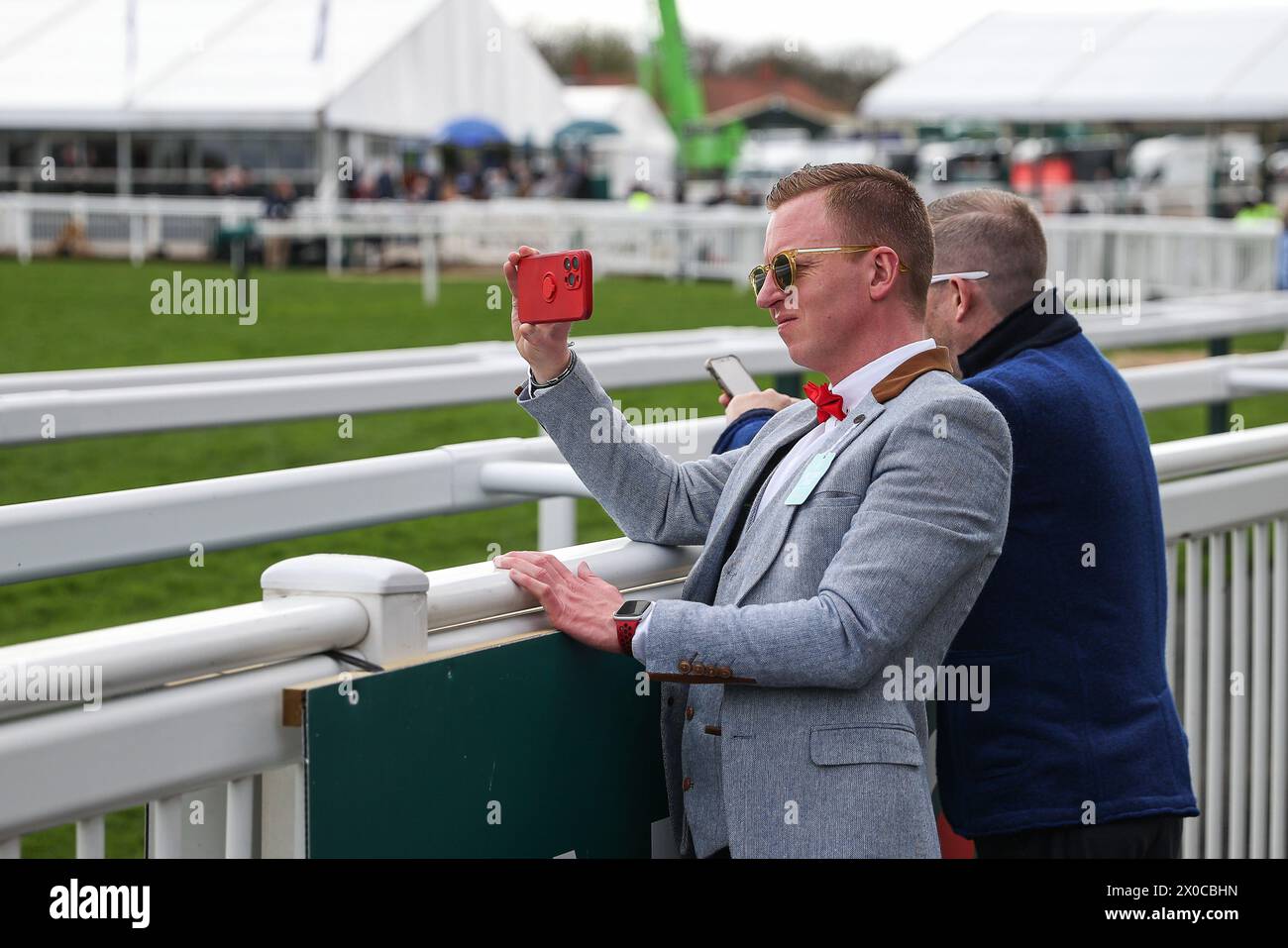 Randox Races Racegoers take a picture at the finish line during the Randox Grand ...