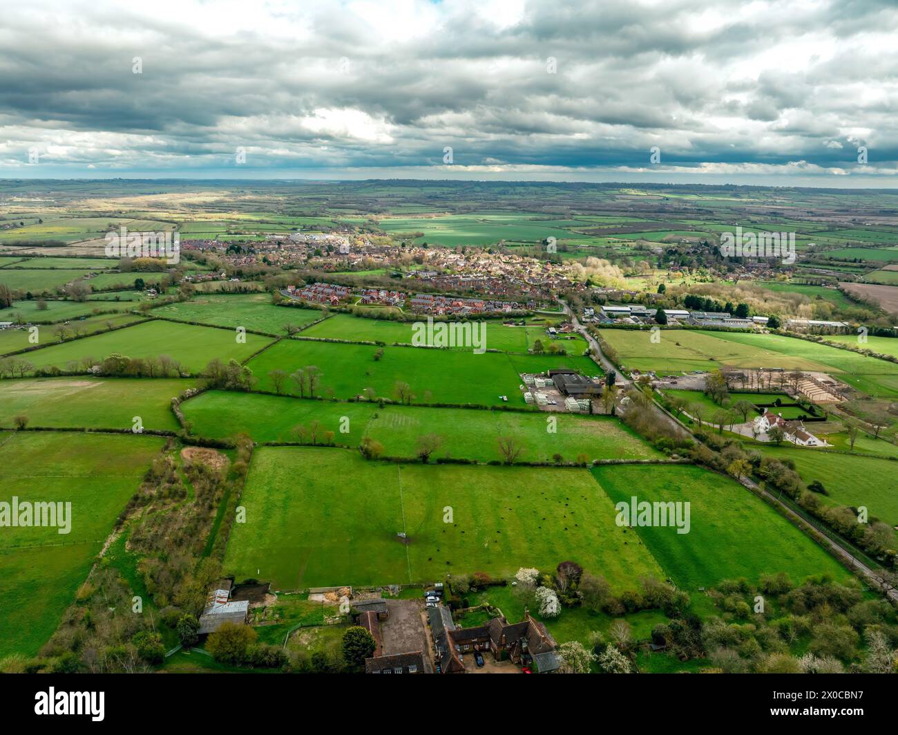 Kineton Village and Windmill Stock Photo