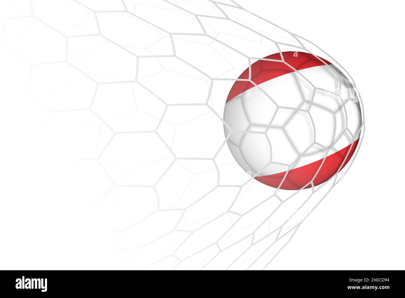 Austria flag soccer ball in net. Vector sport illustration. Stock Vector
