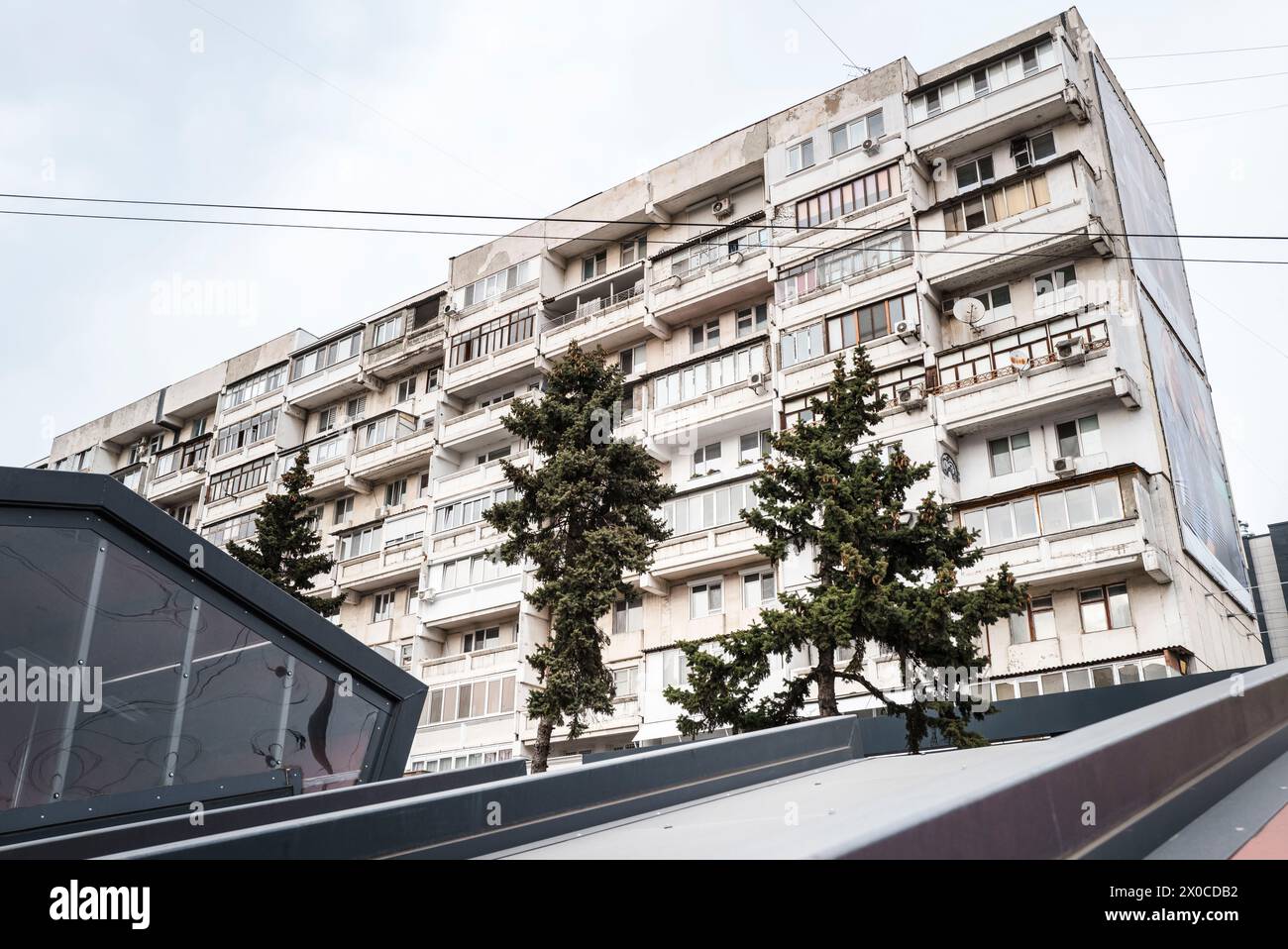 Facade of a building in the city center. Chisinau. Capital of the Republic of Moldova in Eastern Europe. Stock Photo