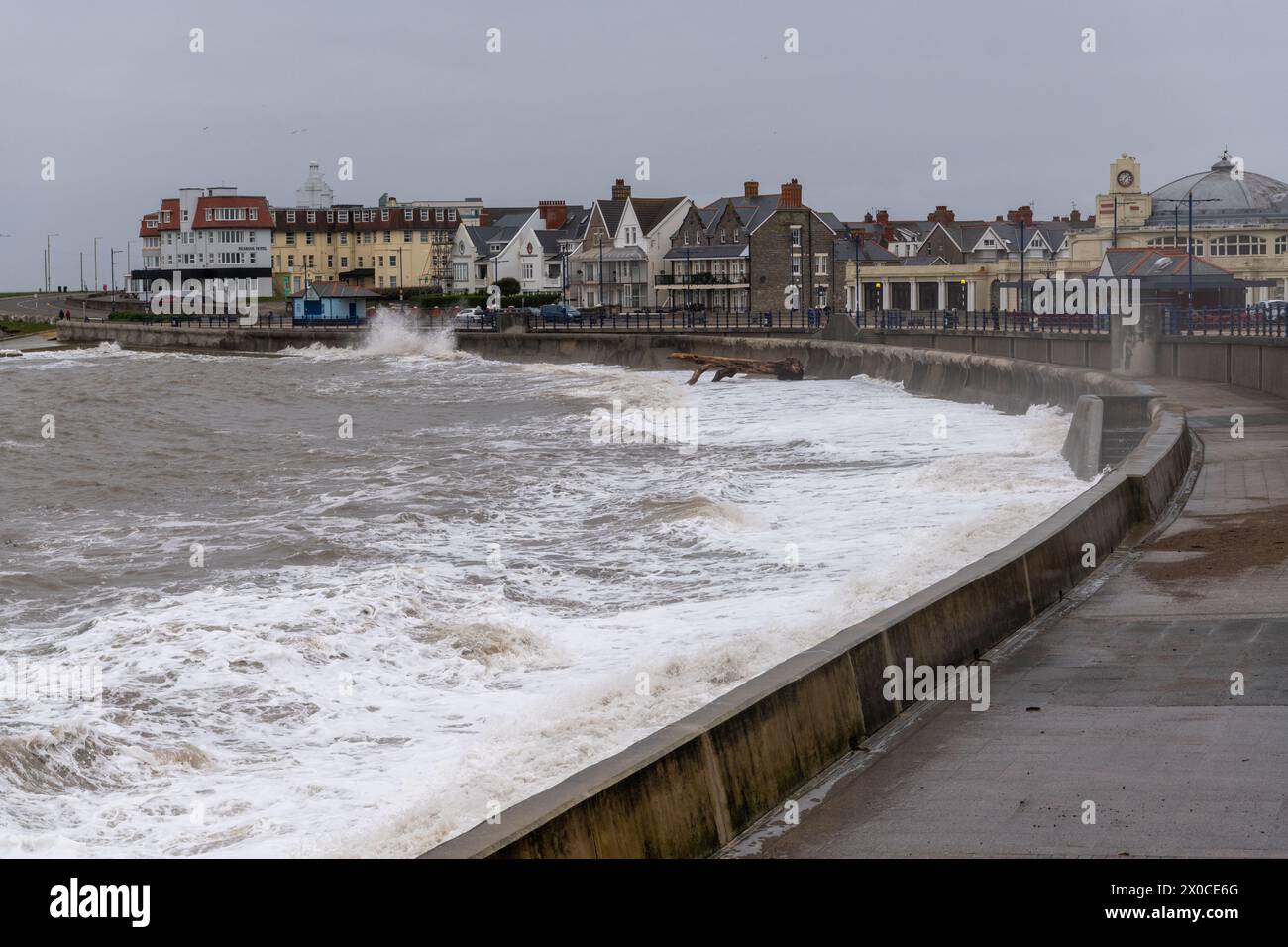 Spring tides at Porthcawl Promenade I Stock Photo